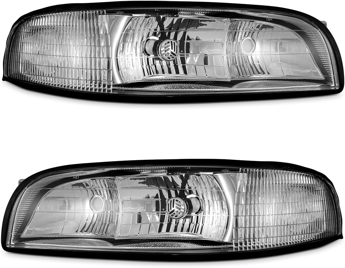 Headlight Compatible With Buick LeSabre 1997-1999 Clear Housing Halogen Headlight With Turn Signals Driver Side and Passenger Side Replacement(Bulb not included)（W/O Bulbs）