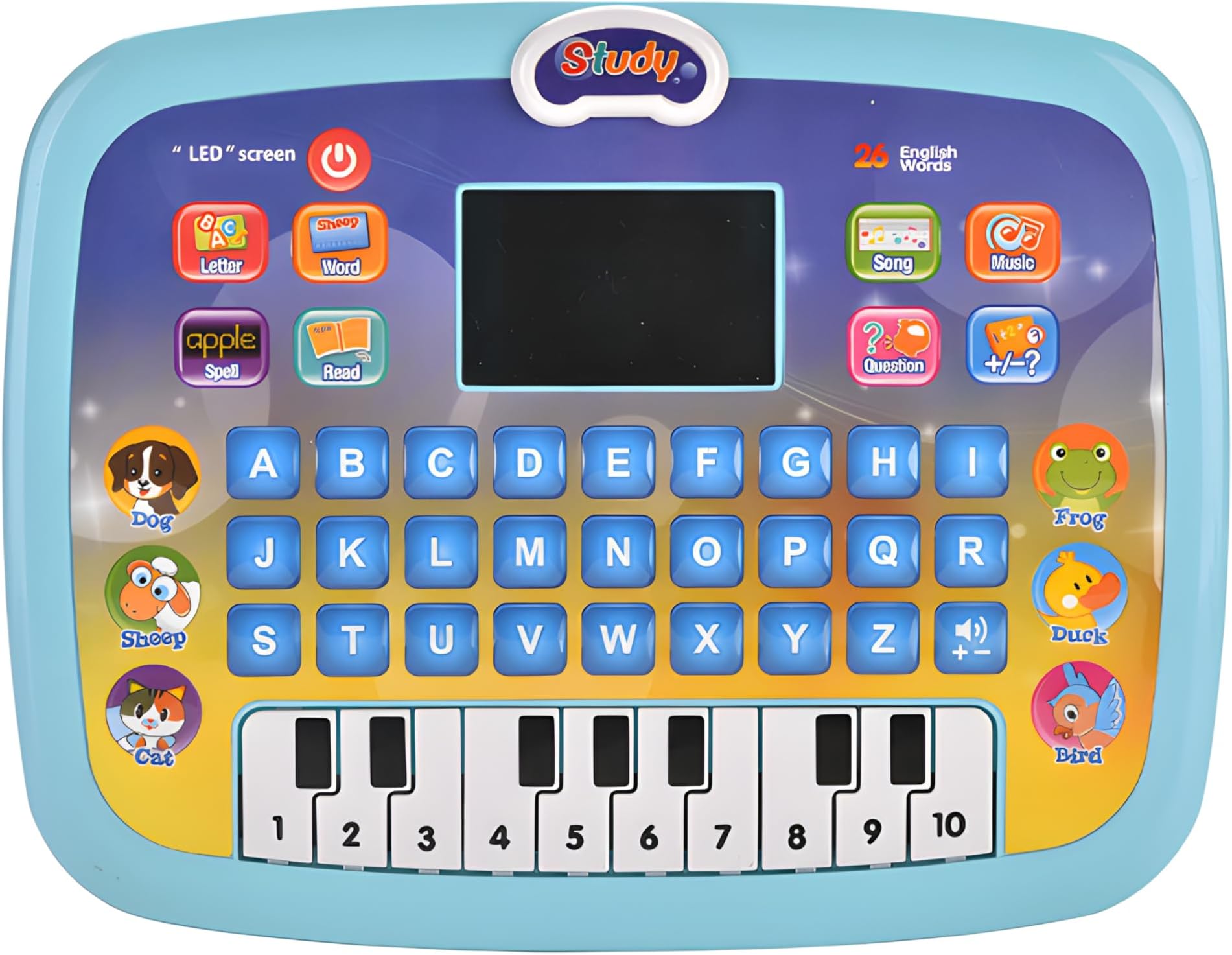 Electronic Learning Kids Laptop Notebook Computer Plus Piano with LED Screen Music Fun Toy Activities for Kids Toddlers to Learn Alphabet ABC/Numbers/Words (Multicolor)