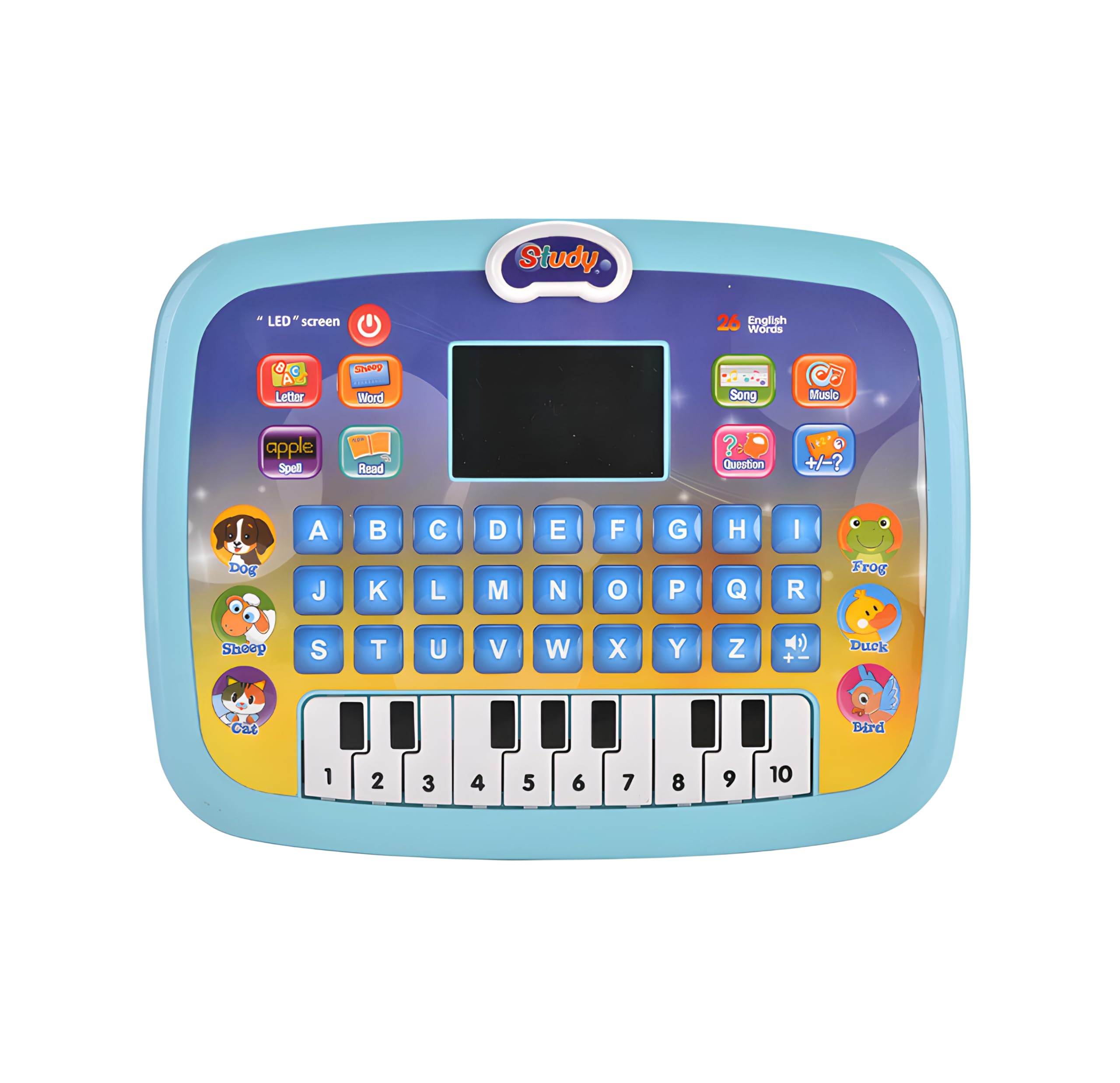 HASTAP Electronic Learning Kids Laptop Notebook Computer Plus Piano with LED Screen Music Fun Toy Activities for Kids Toddlers to Learn Alphabet ABC/Numbers/Words (Multicolor)