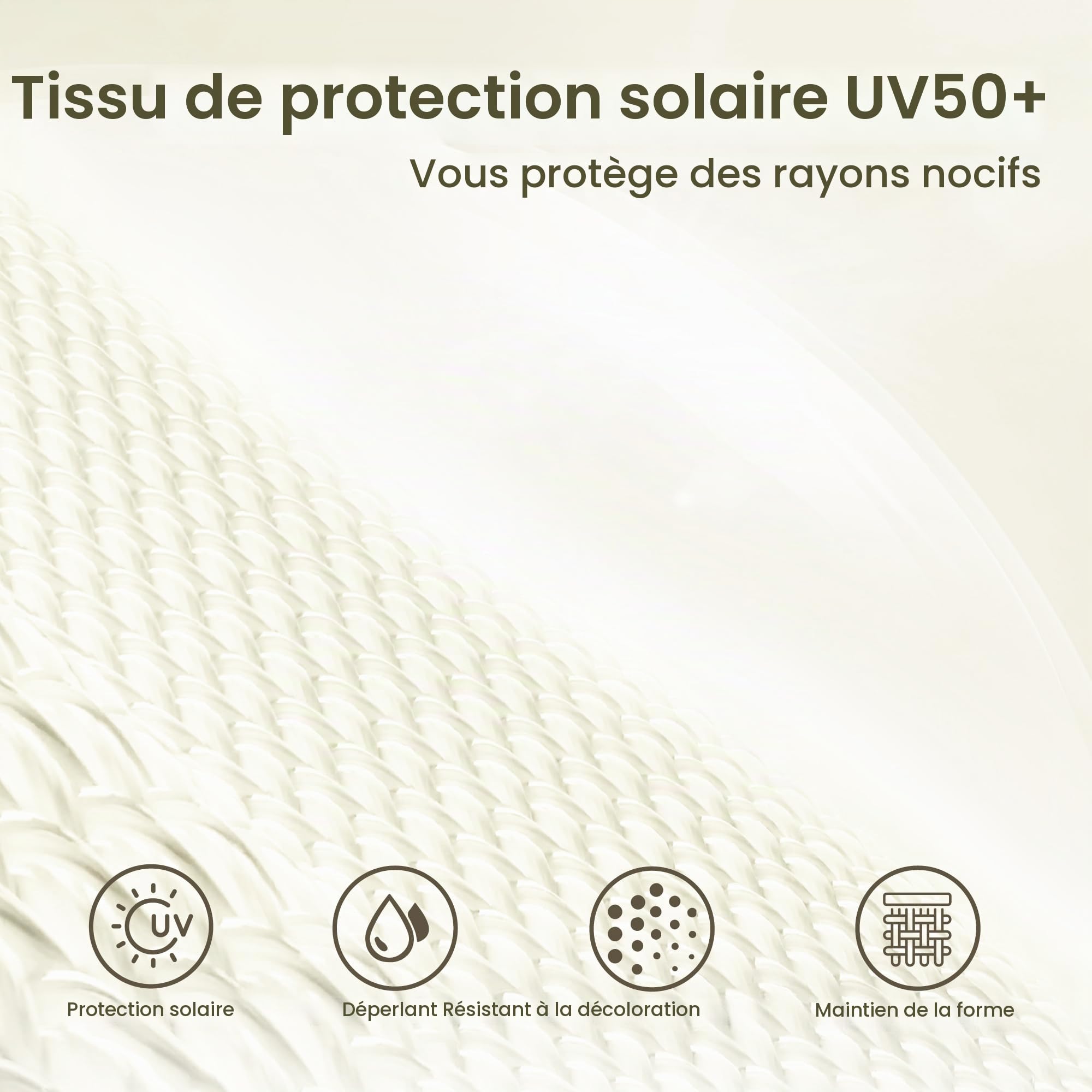 PHI VILLA Parasol de plage de 2 m avec vis à sable UV 50+ - Parasol à franges pour plage, jardin, terrasse - Pour piscine et terrasse