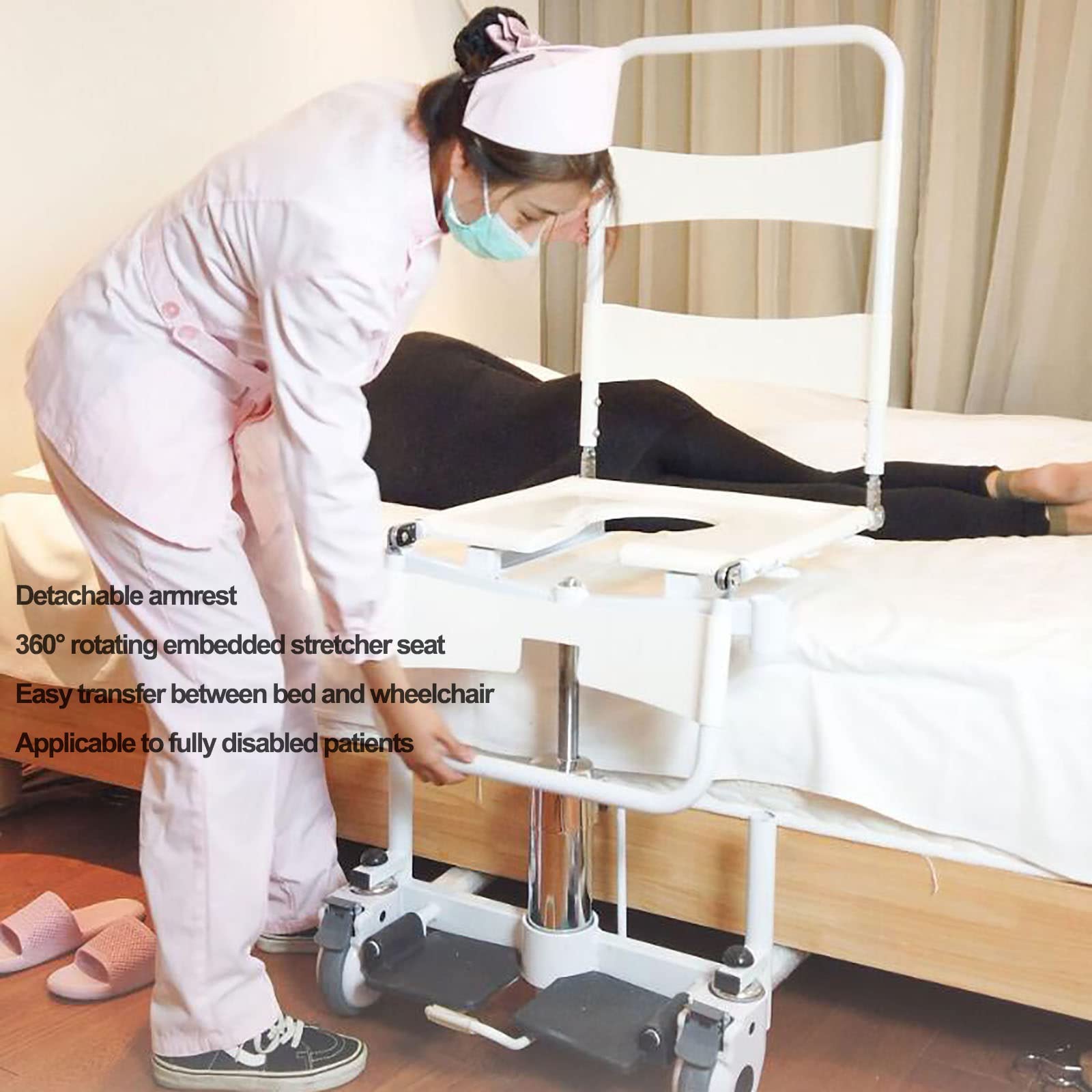 PodnośNik Dla Pacjenta WóZek Inwalidzki Do Domu I Domu Opieki, PodnośNik Dla NiepełNosprawnych, Toaleta, KrzesłO KąPielowe, Hamulec NożNy, Ciche KołO, Szpital I Dom Opieki