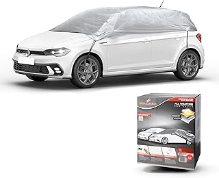 WALSER Bâche de Protection pour Voiture All Weather, 100% bâche Voiture imperméable, Housse Voiture imperméable, Bâche de Voiture Demi-Bâche Taille M Argent