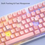 Gaming Keyboard and Mouse Combo, MageGee K1 RGB LED Backlit Keyboard with Transparent Cover, 104 Keys Computer Gaming Keyboard and 7 Colors LED Gaming Mouse for PC/Laptop(Light Pink)