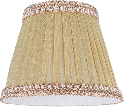 Aspen Creative 33002-2B - Lámpara de araña pequeña plisada con clip en forma de imperio, color marfil, 3 pulgadas superior x 5 pulgadas inferior x 4