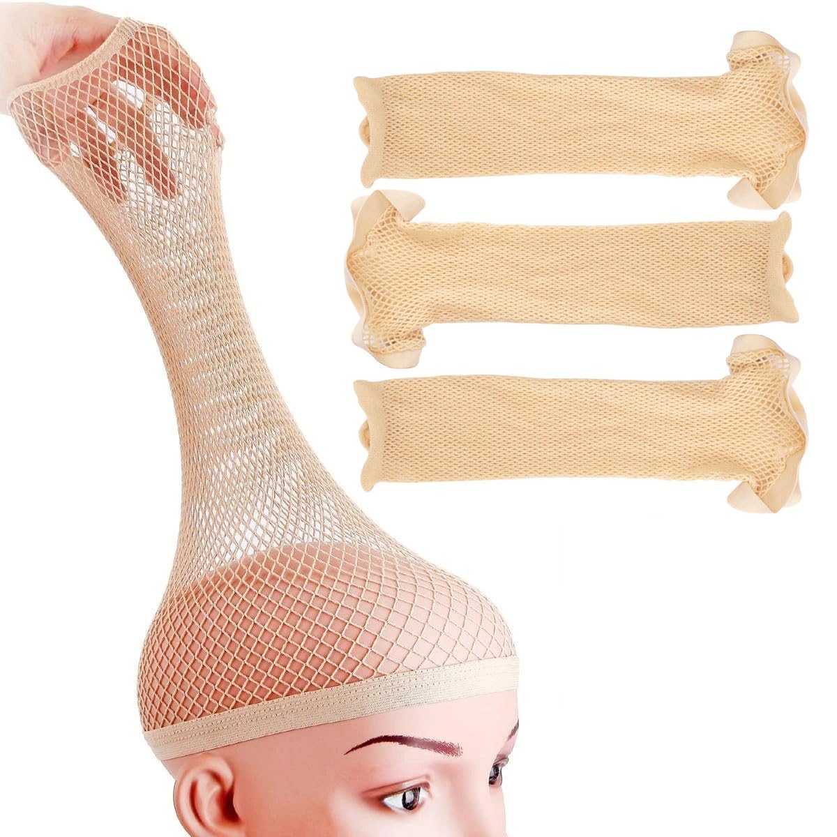 Wig Caps for Women,Hair Net for Wig,Mesh Wig Caps for Long hair for Women,Hair Nets Non Slip for Wigs Beginner,Nylon wig Cap for Thick hairs,Wig Accessories for Halloween/Christmas Party Cosplay,3 Pcs