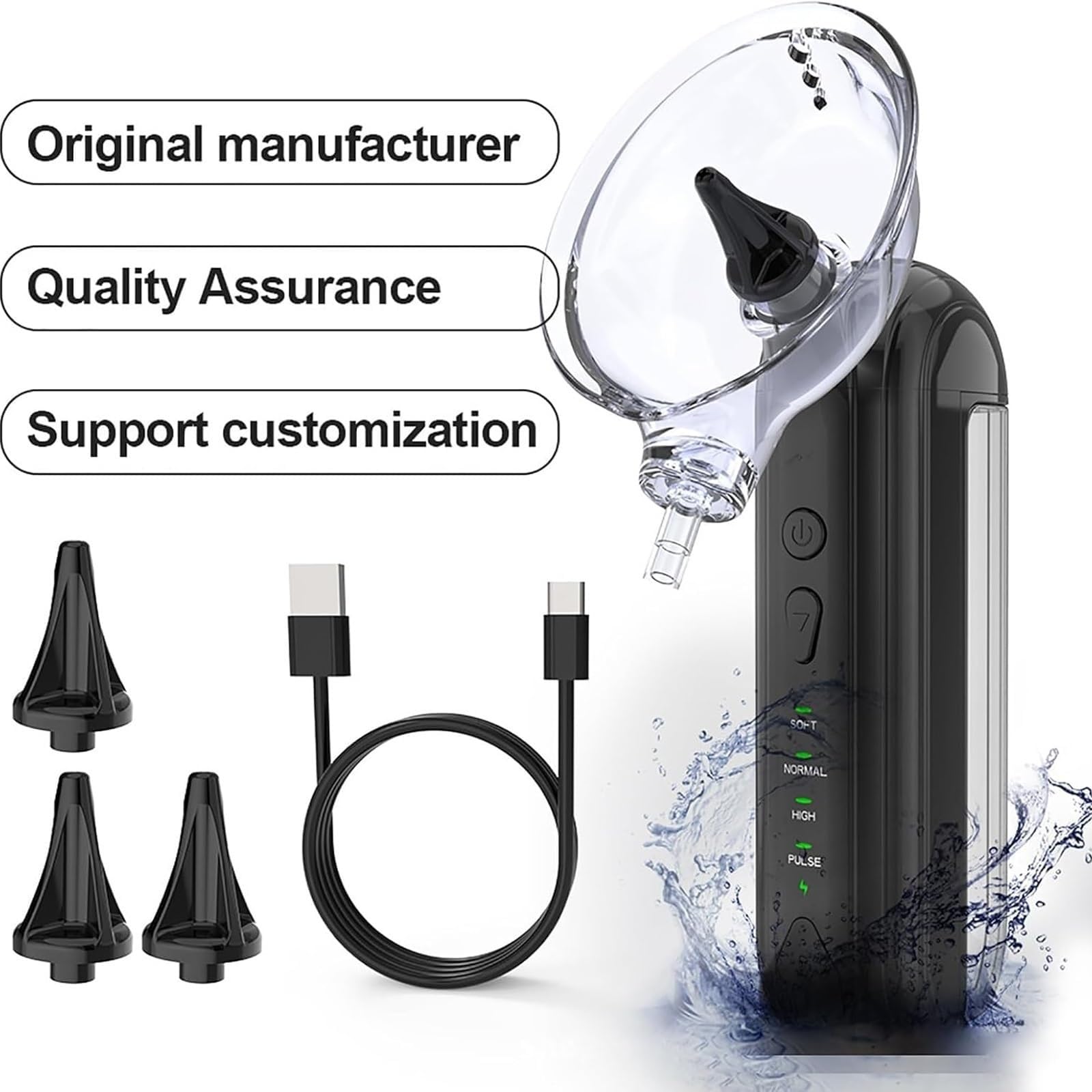 Limpiador de oídos eléctrico (2024), Kit con 4 Modos de presión de Agua, eliminación de Cerumen, Limpieza de oídos for Adultos, Ideal for la higiene Personal y la Limpieza de oídos.(White)