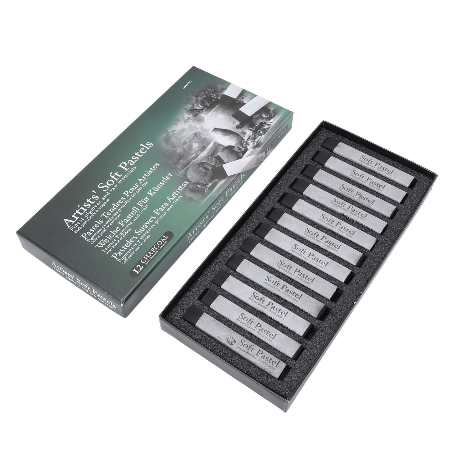 Soft Pastels 12 Pieces Pigment Set for Art Drawing Painting, for Professional Artists and Kids, Ideal for Blending and Coloring (Black)