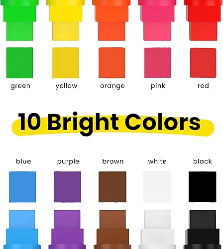 Miniatura 2 de Chalkola Marcadores de ventana  0.591 in Jumbo  Punta 3 en 1 con tinta de 0.99 oz  Paquete de 10 bolígrafos de tiza neón  Amados por profesores,