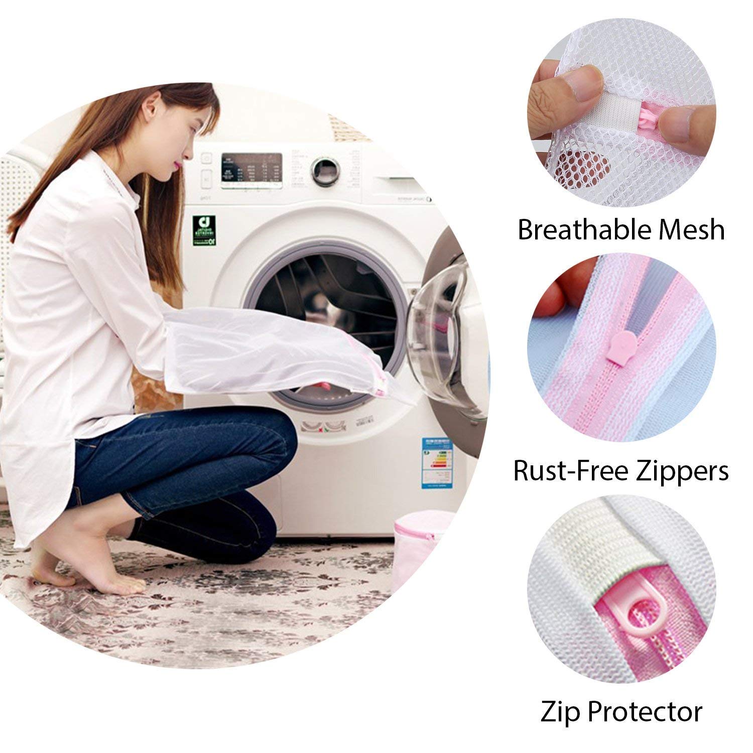 Topinon Premium Dual Layered Mesh Bags for Laundry Clothes Washing Bag Zip Laundry mesh Bag for Bra, Lingerie, Socks, Undergarments, Socks Organizer for Men Women (Pack Of 5) 1