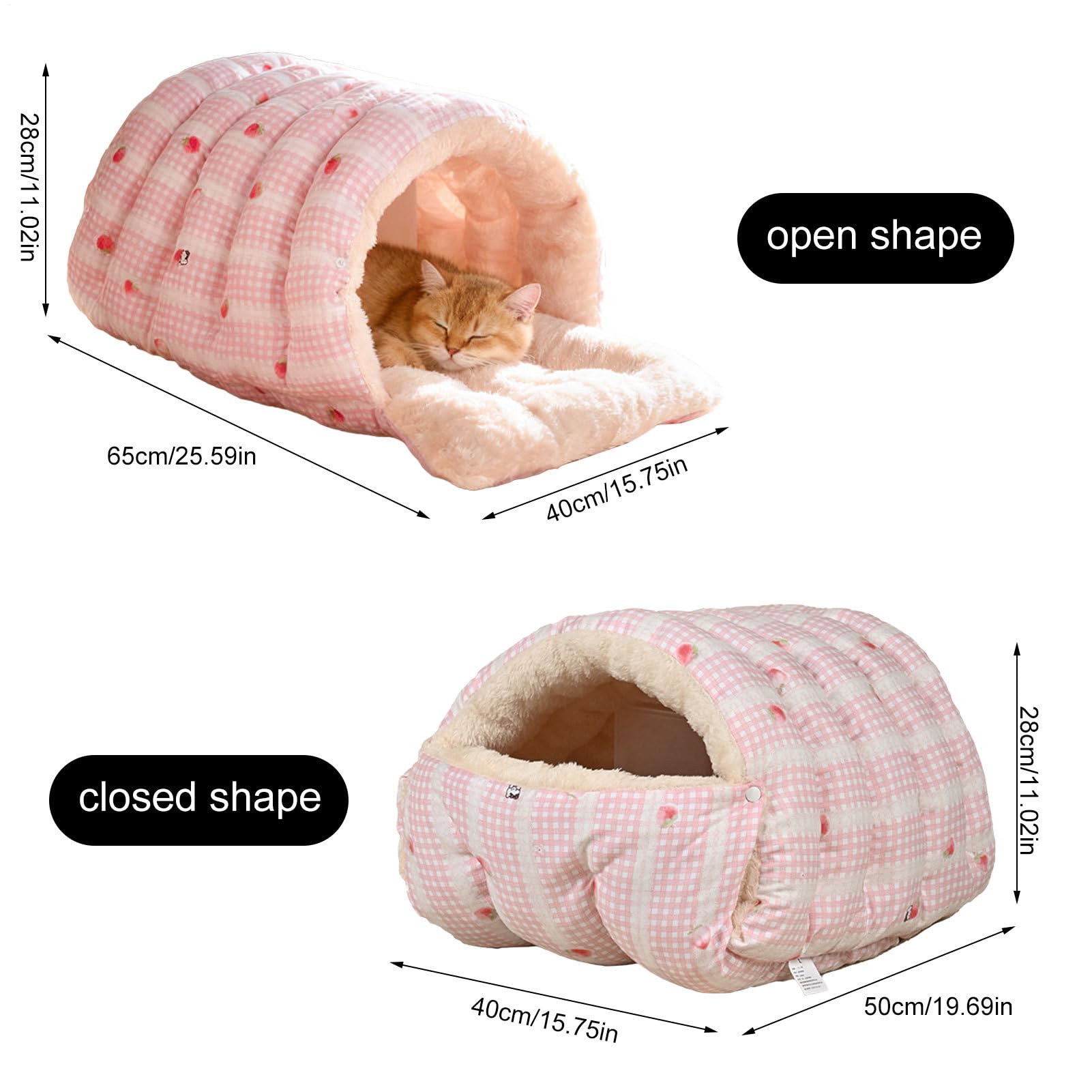 Katzenhöhle | Abnehmbar Und Waschbar Winter Schlafsack - Halb Umschlossenes Katzenbett | Für Indoor Entspannung Nachtruhe Tägliche Erholung Zuhause Küche Wohnzimmer Balkon