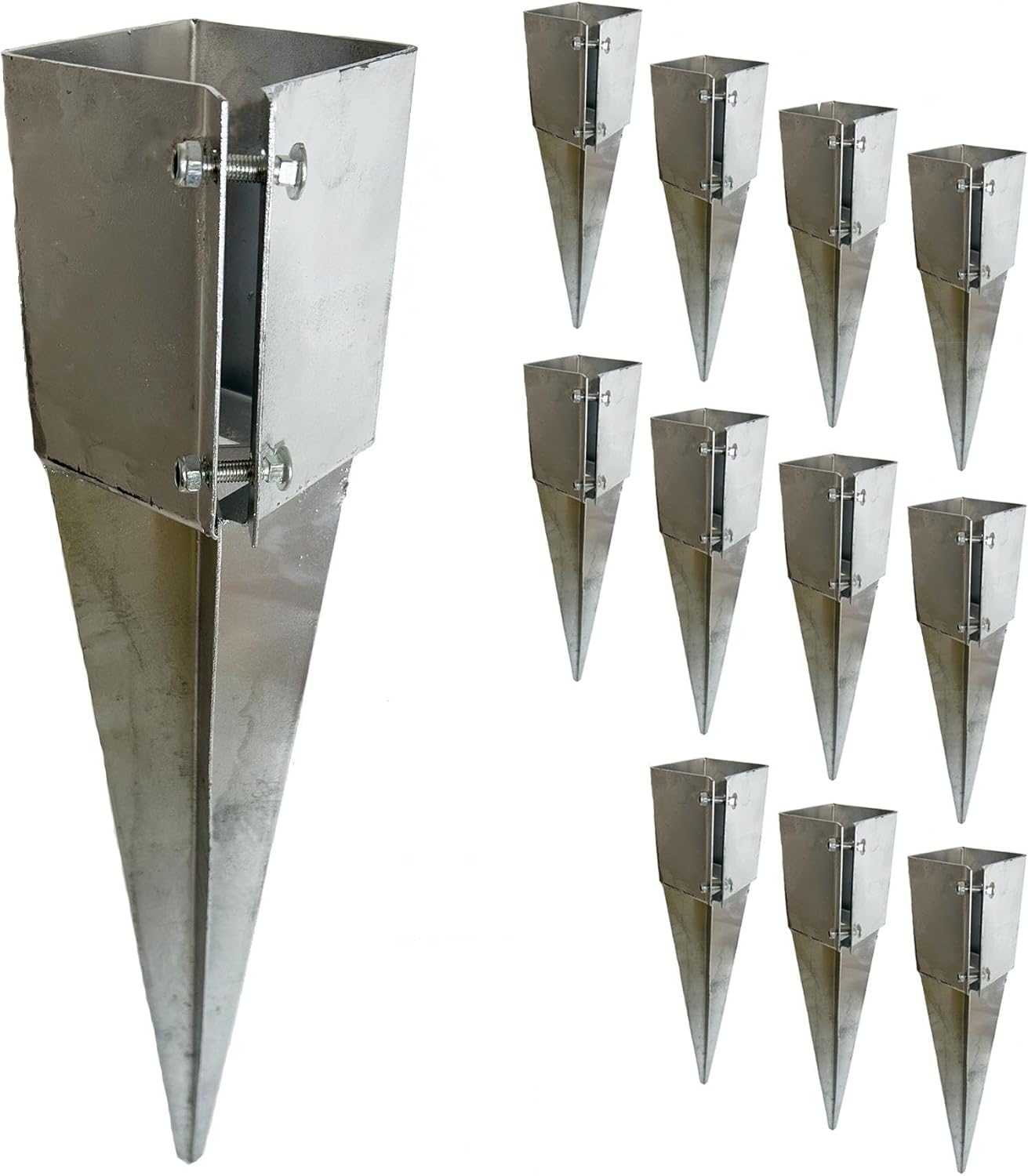Fence Post Holder Support Drive In Spike Galvanised 100 x 100 x 750mm 12PK