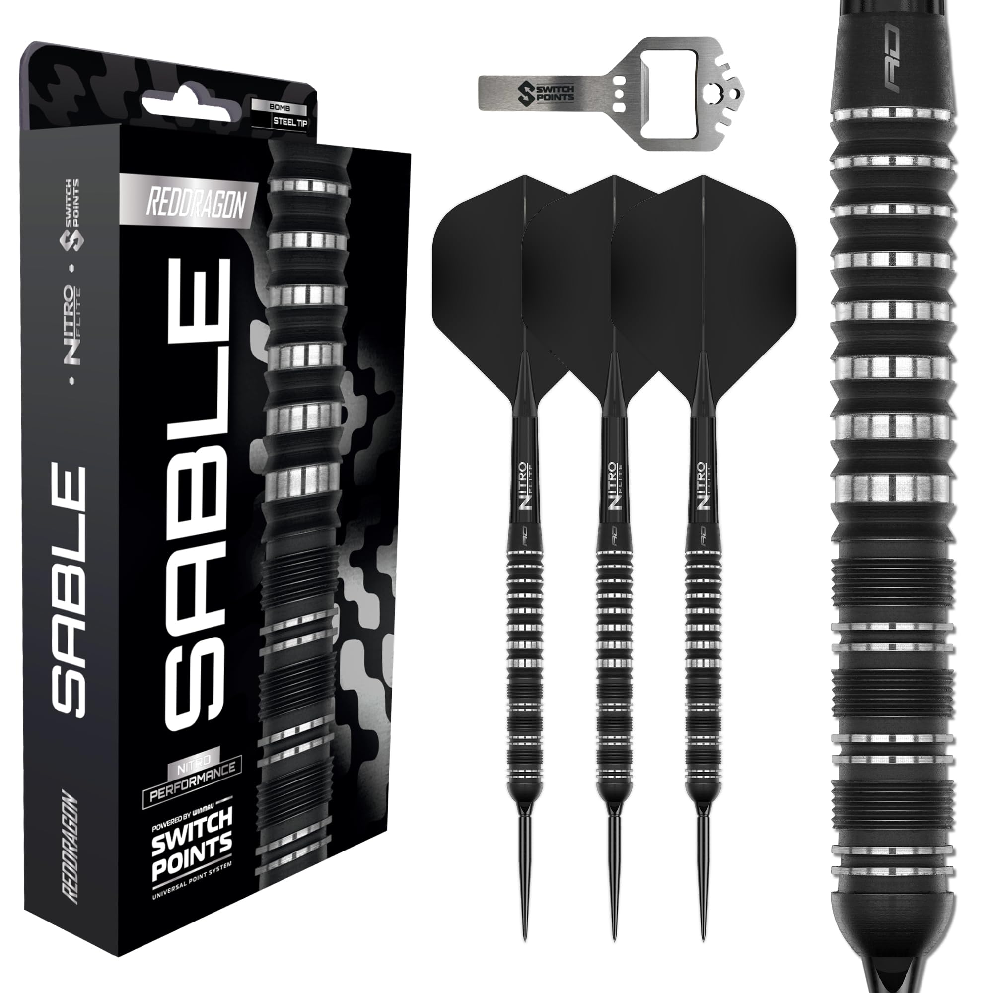 RED DRAGON - Punti di commutazione | Set di freccette in tungsteno al 90% | Pegasus o Sable | Set di freccette professionali con punta in acciaio | Freccette da 21 g, 22 g, 23 g, 24 g, 25 g, 26 g