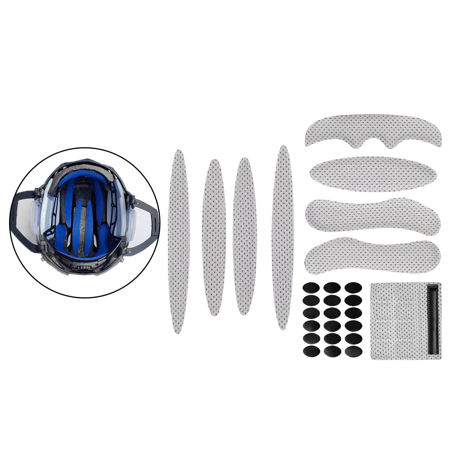 RNXRZANK 4X 27pcs Bike Helmet Padding Kits Universal Replacement Foam Pads Set Sponge Liner Chin Strap Mat, Grey