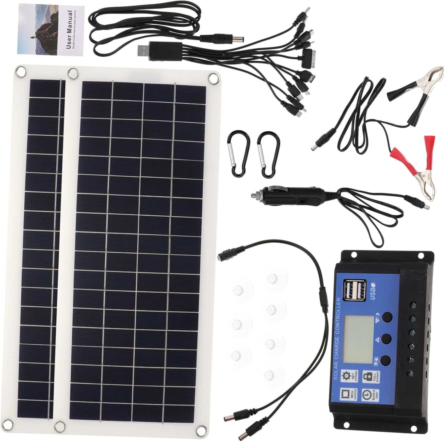 SUPVOX Portable Solar Panel Charging Kit for RVs and Boats Emergency Power Supply Waterproof Monocrystalline Design Dual USB Outputs