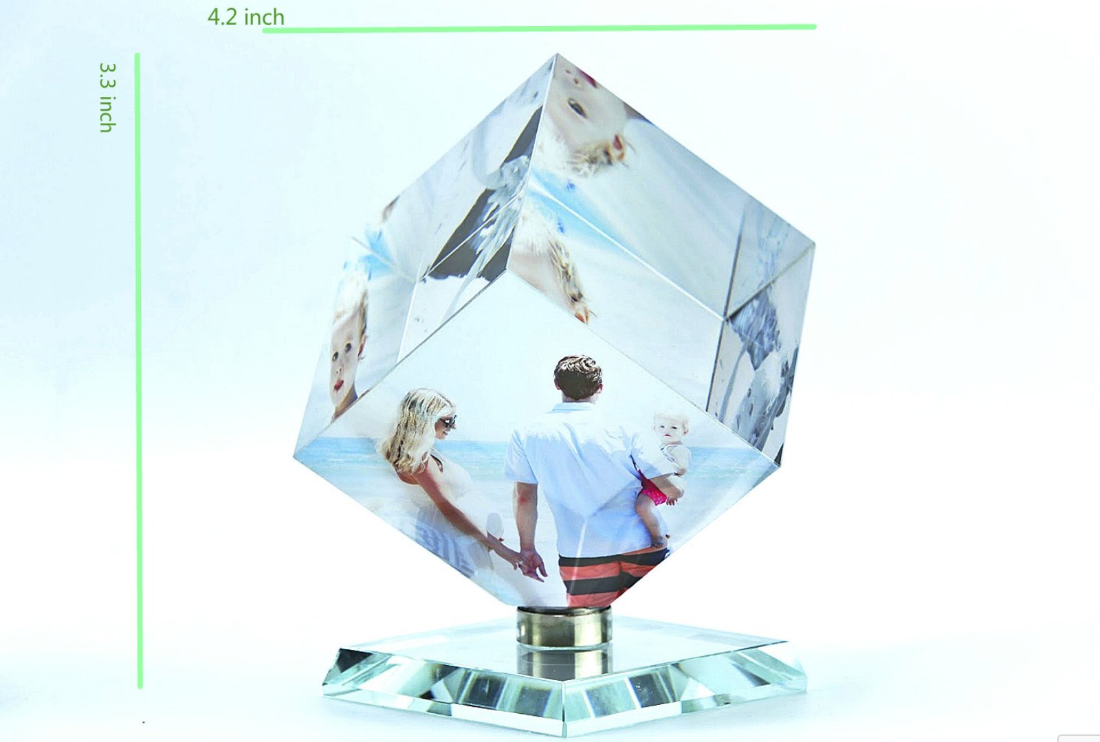 Customized 3D Photo Crystal Rotating Glass Cube Engraved Personalized Gift
