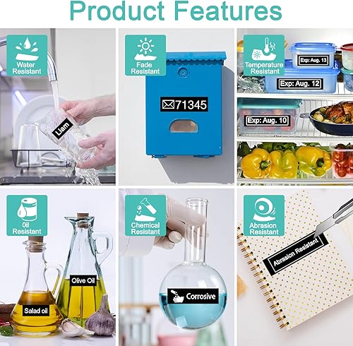 Miniatura 4 de NineLeaf Paquete de 4 cintas de etiquetas blancas sobre negras compatibles con Dymo D1 45021 S0720610 12" 0.472 in x 23' 23.0 ft cintas para uso en