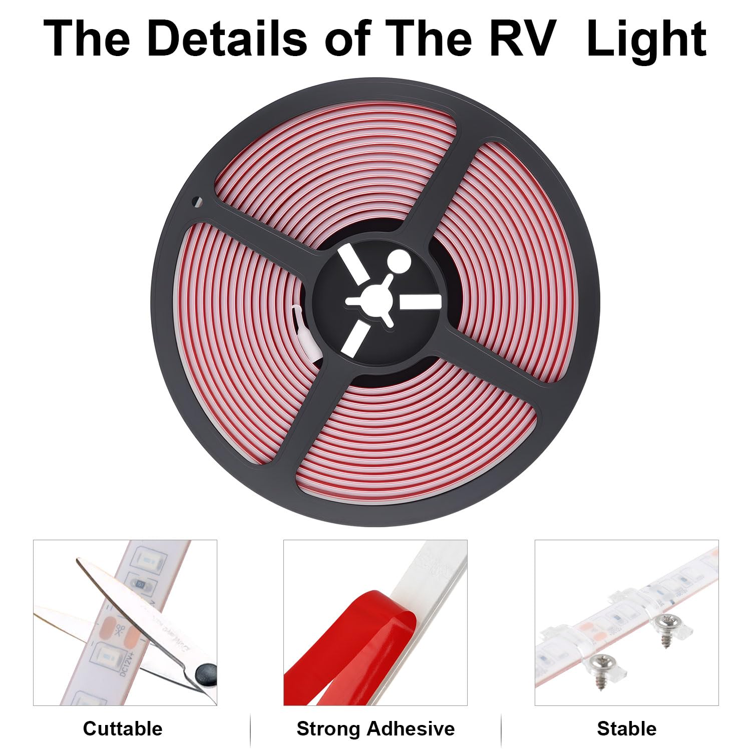 Bande lumineuse LED bleue de 6 m pour véhicule récréatif, étanchéité IP68 pour camping-car, remorques de voyage, camping-car, camions de nourriture