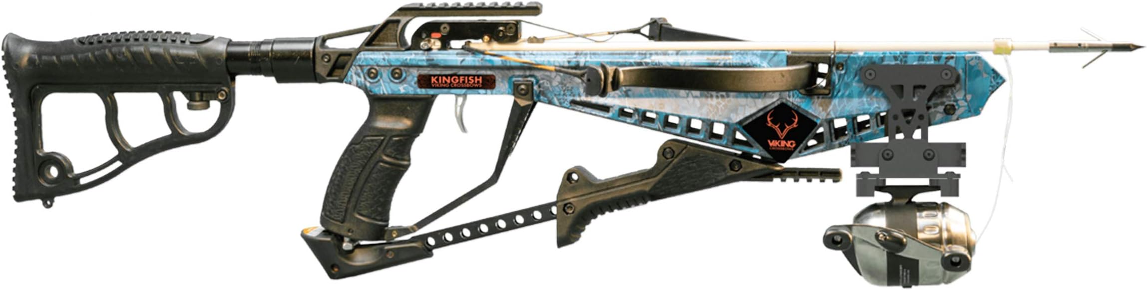 Kingfish Crossbow Bowfishing Kit with Reel, Line, Arrows, and Bracket, Camo, One Size (303)
