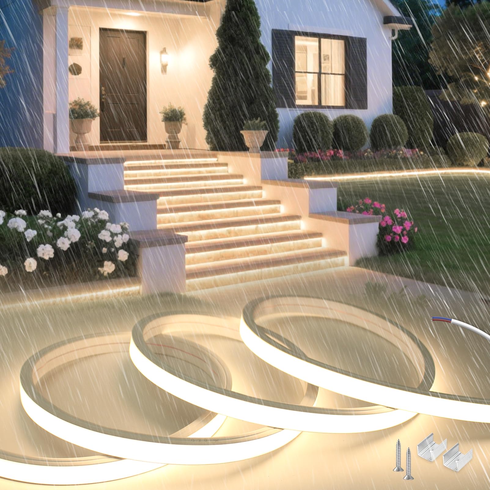 10m Ruban LED Bande Sans Prise Silicone 220V Extérieur Etanche