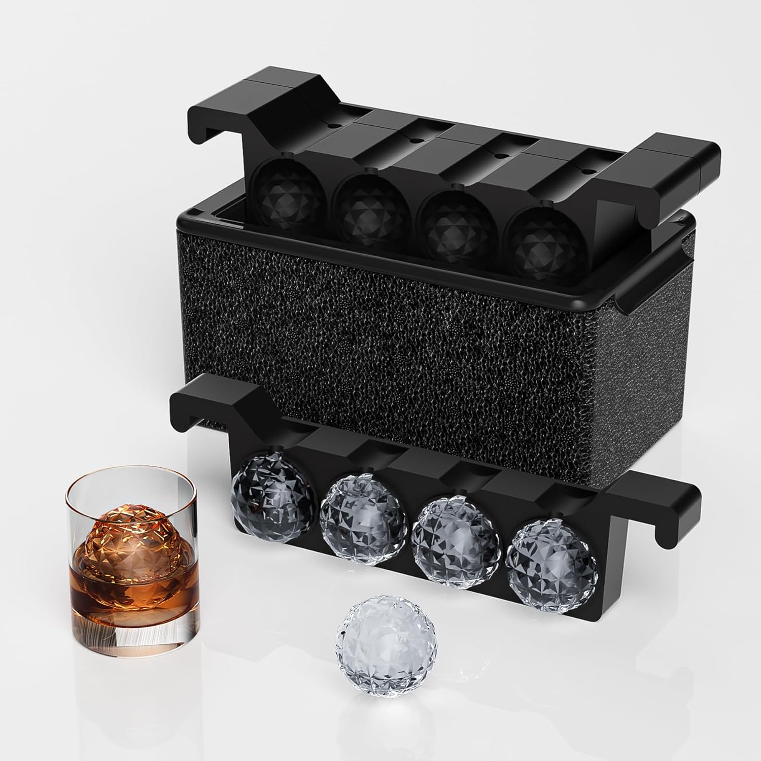 Bangp Clear Ice Ball Maker Mold,Whiskey Ice Cubes Mold,8 Distinctive 2" Crystal Clear Ice Balls for Cocktails and Drinks,Fun Shapes Ice Maker,Gifts for Men