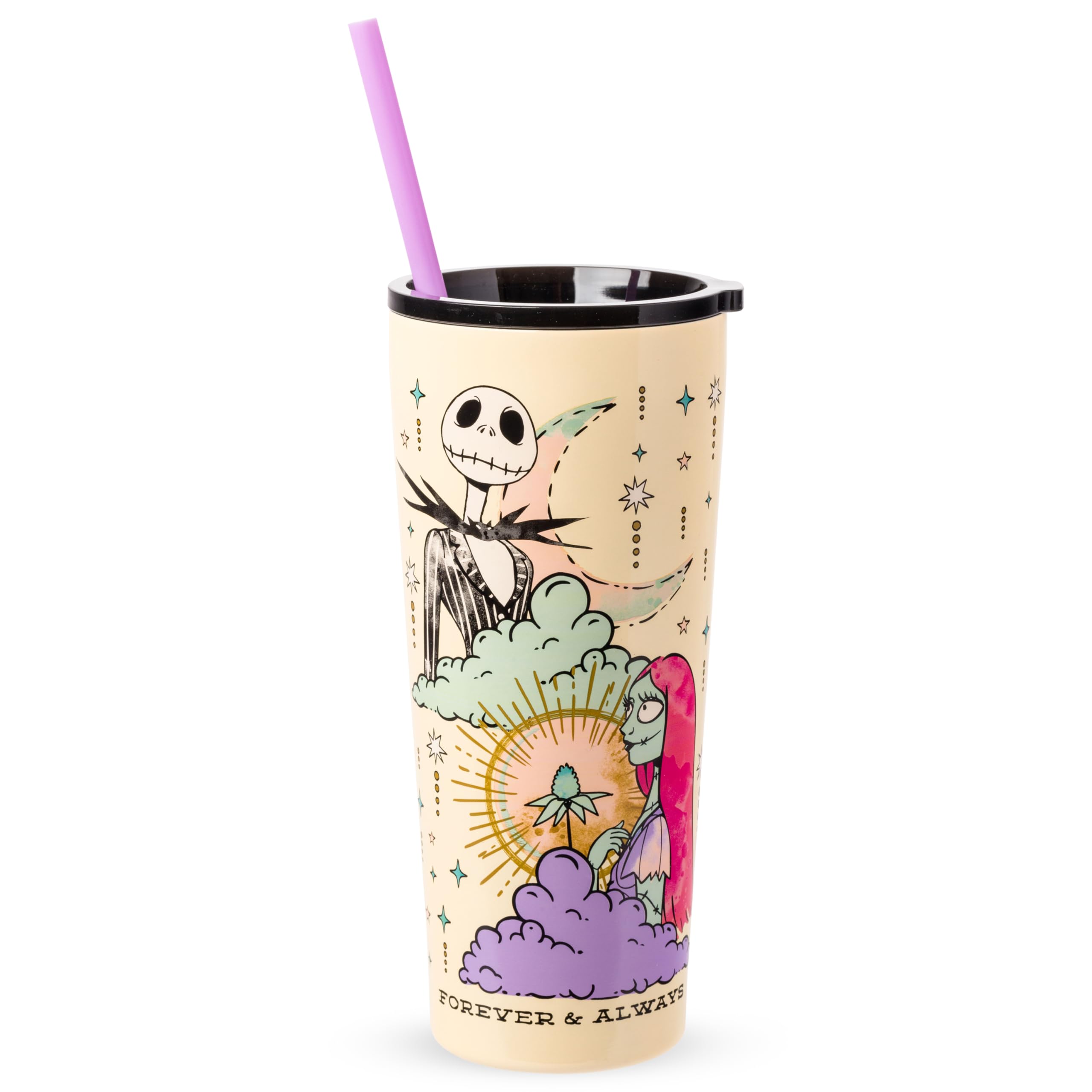 Gobelet à double paroi Nightmare Before Christmas Jack Sally avec paille