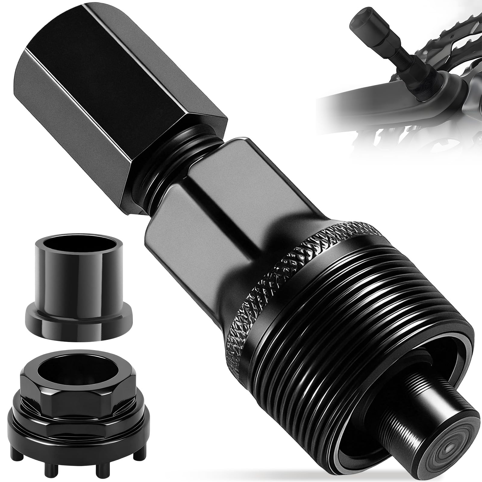 Bike Crank Removal Tool Set with 8 Tooth Socket, Crank Extractor, Bottom Bracket Remover, Bicycle Crank Puller for Mountain Road Bikes, Professional Bike Repair Tool for Crankset Removal/Installation