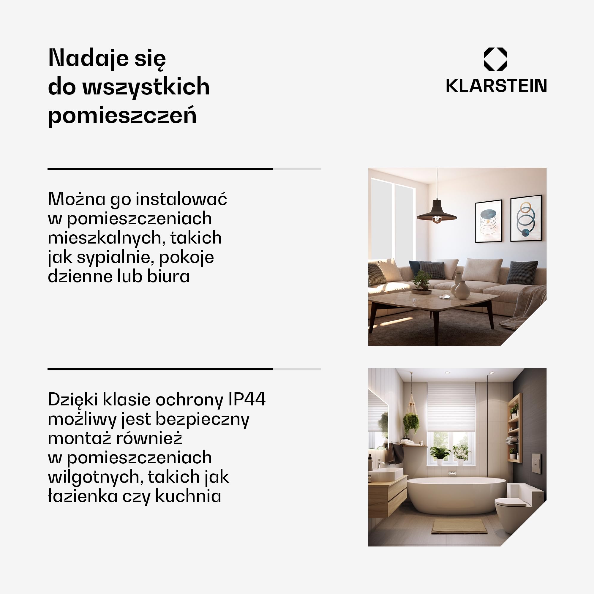 Klarstein Infrarot Wandheizung 770W – montaż na ścianie i suficie, aplikacja i pilot, IP44, termostat, timer, blokada dziecięca, ogrzewanie elektryczne do pomieszczeń do 15 m²