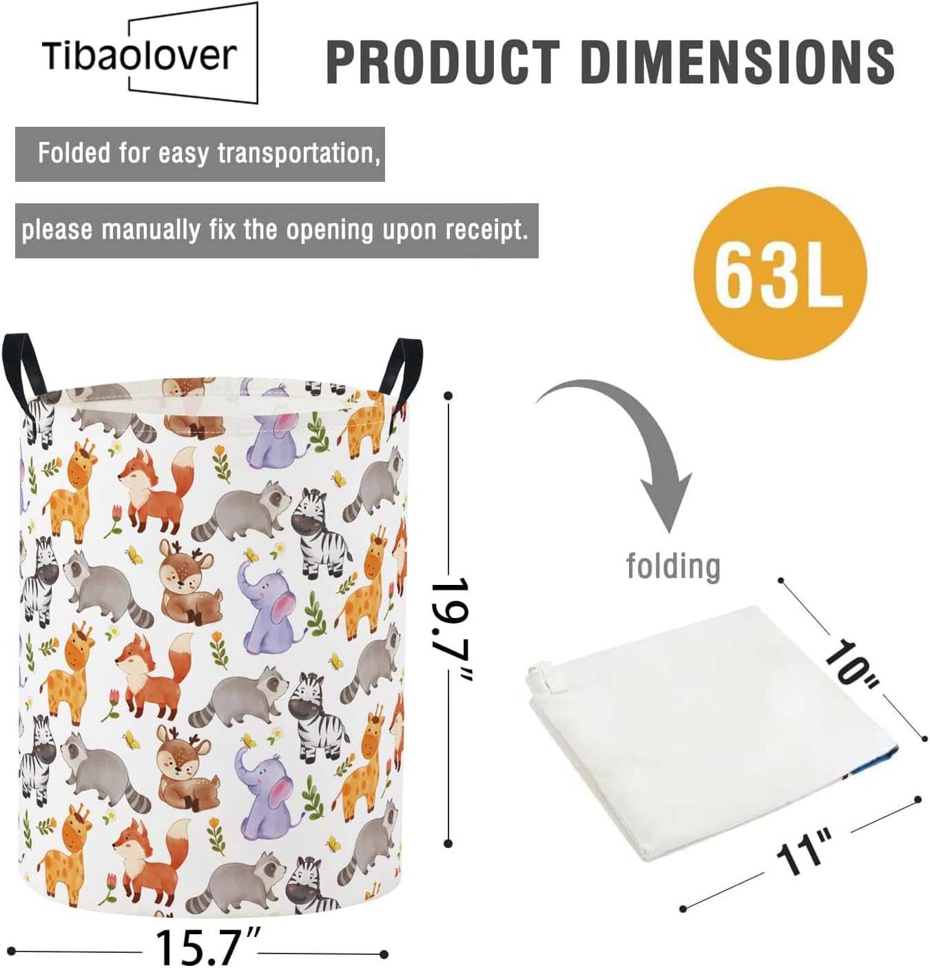 Baby Laundry Basket Baby Nursery Hamper Kids Laundry Basket Toy Storage Bin for Boys Room Decor Gift Baskets for Bedroom Bathroom(Animal)