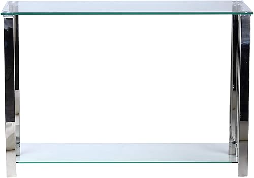 Miniatura 4 de Cortesi Home Melissa - Mesa auxiliar de cristal con doble estante, 20 pulgadas, color plateado