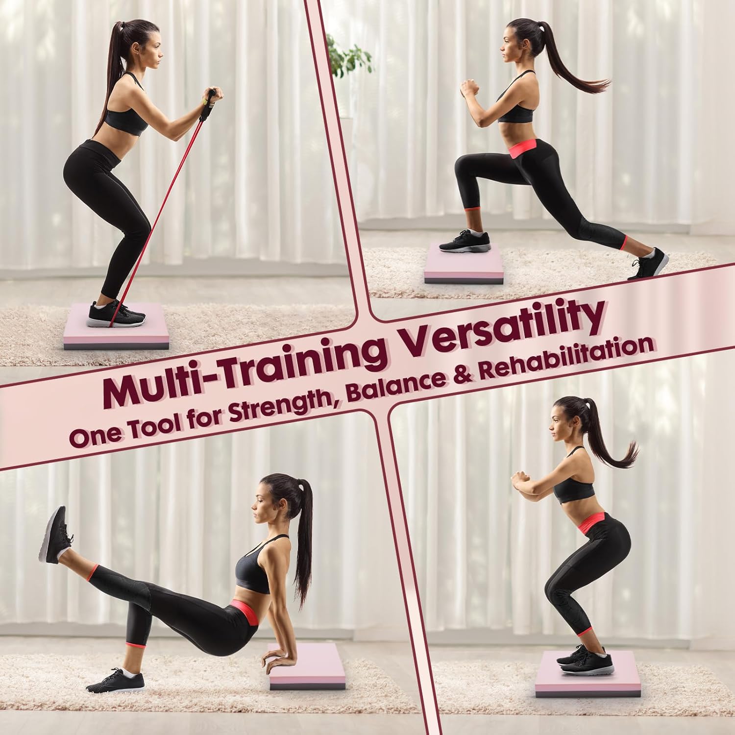 Balance Pad- High-Density Foam Cushion Mat for Yoga, Exercise & Fitness, Non-Slip Stability Trainer for Core Workouts, Thick Foam Balance Board (19.7×15.7×2.4 in)