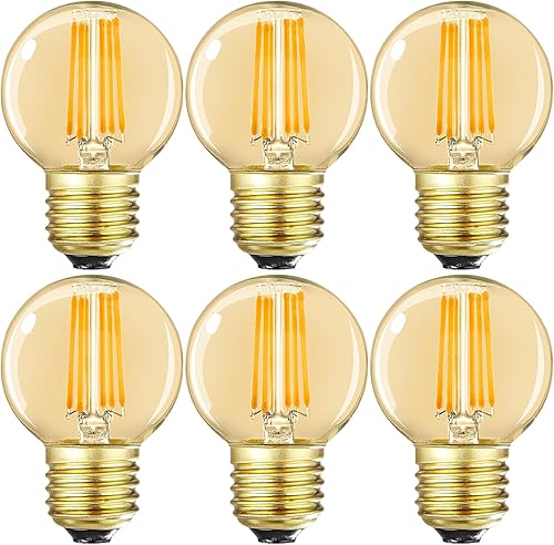 Leools Bombillas LED regulables G16.5, bombillas LED E26 Edison, 6 W igual a 60 W, 600 lm, blanco cálido ámbar 2700 K, bombilla de globo para Leools Bombillas LED regulables G16.5, bombillas LED E26 Edison, 6 W igual a 60 W, 600 lm, blanco cálido ámbar 2700 K, bombilla de globo para