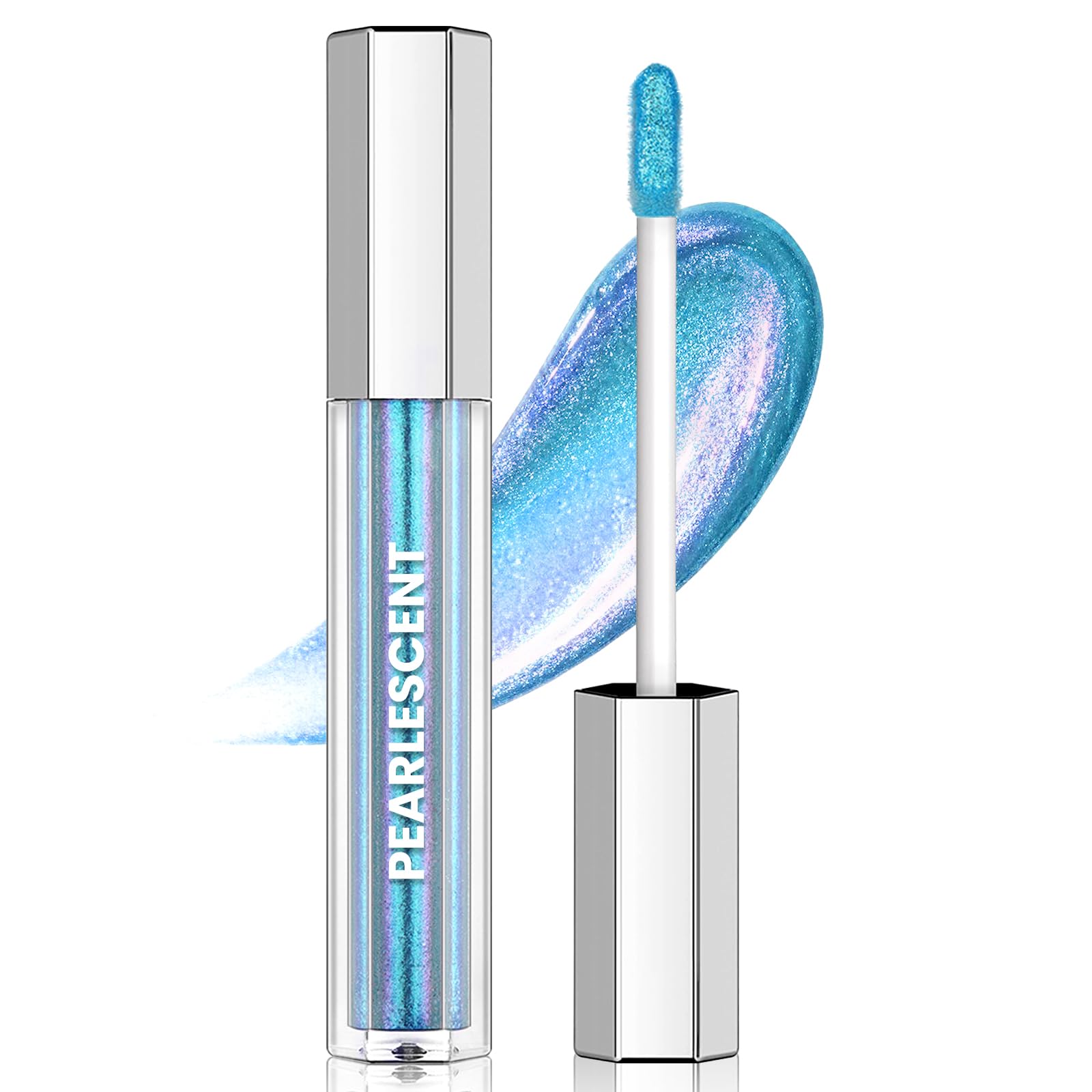 HOSAILY Blue Glitter Lip Gloss Liquid Lipstick, Diamond Shimmer Metallic Sparkly Iridescent Chameleon Lip Gloss Gift for Women, Long Lasting