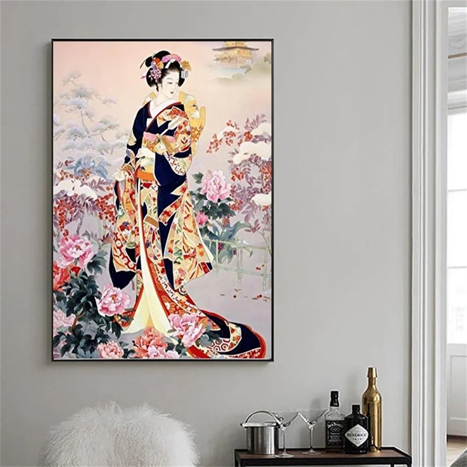 Yoonqun Frameless Paint By Numbers For Adults,Diy Vintage Japanese Geisha Paint By Numbers Kits,With Paintbrushes Acrylic Canvas Oil Painting Arts Crafts For Home Wall Decor - ,20X26 Inch