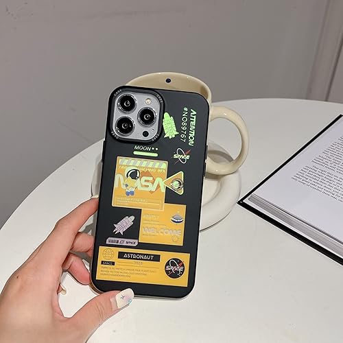Miniatura 2 de Linda funda para iPhone 14 Pro Max, diseño de astronauta espacial de dibujos animados con purpurina láser, elegante antigolpes, antideslizante,
