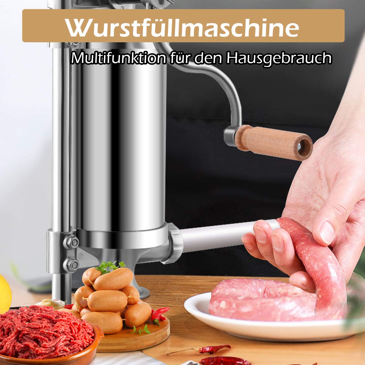 GOPLUS Worstvuller van roestvrij staal, worstmachine, handmatig