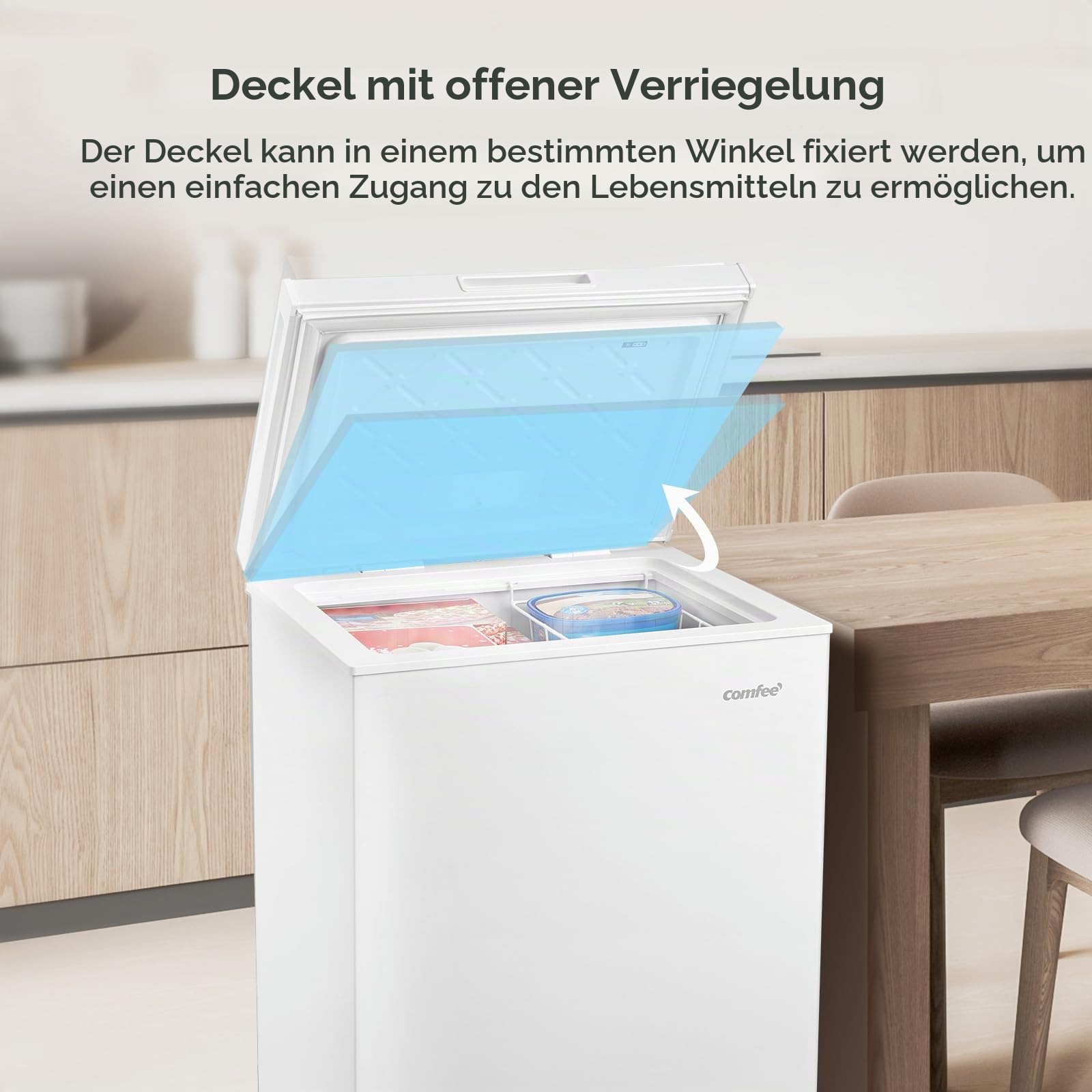 COMFEE' RCC146WH2EU(E) 143L Freistehender Gefrierschrank, Umwandlung zwischen Gefrierschrank und Kühlschrank, Inverter-Kompressor, geeignet für Außenanlagen, Garagen und Schuppen, Weiß