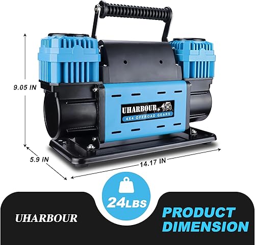 Miniatura 7 de Compresor de aire todoterreno de 12 V con medidor de presión digital, compresor de aire todoterreno de 12 voltios resistente viene con bolsa de