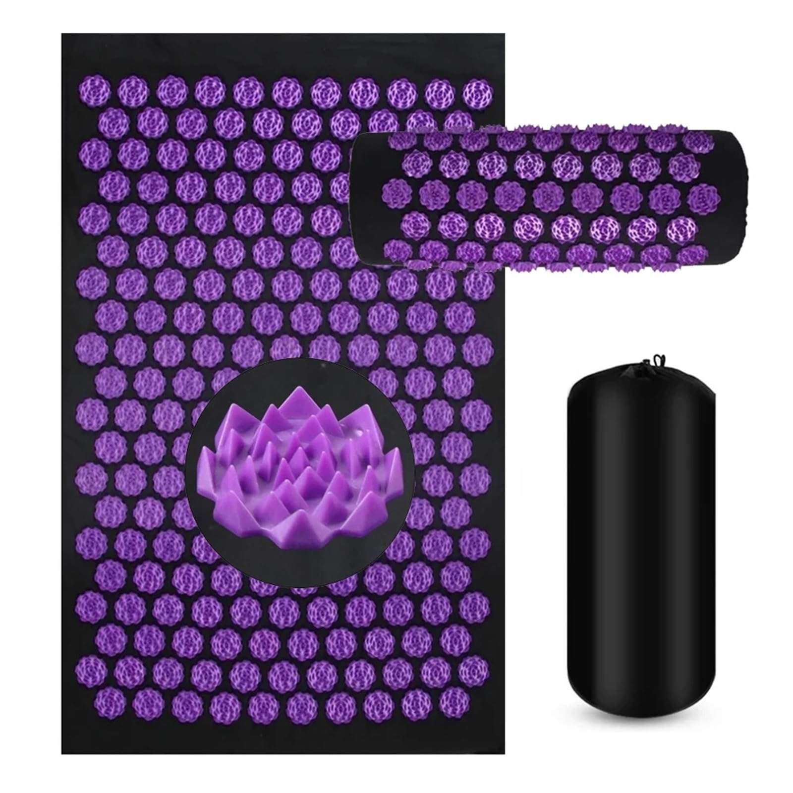 Coussin de Massage, tapis d'acupression de Yoga, masseur de pieds et du dos, 3 pièces(Purple)