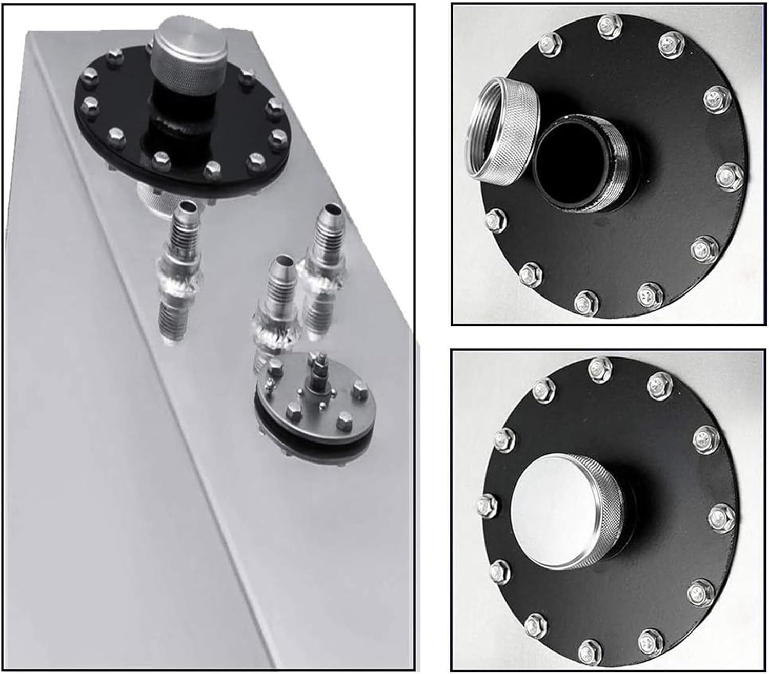 Aluminum 15 Gallon Slim Fuel Cell Fuel Gas Tank & Level Sender Silver Replacement for Hot Rod Street Racing Drift