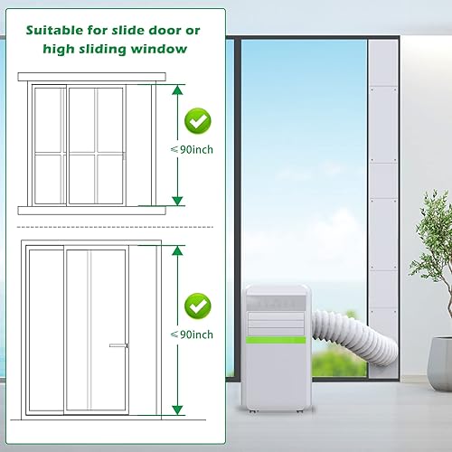 Miniatura 5 de Forestchill Kit de puerta corrediza de aire acondicionado portátil para manguera de escape de 5 pulgadas de diámetro, kit de ventilación universal