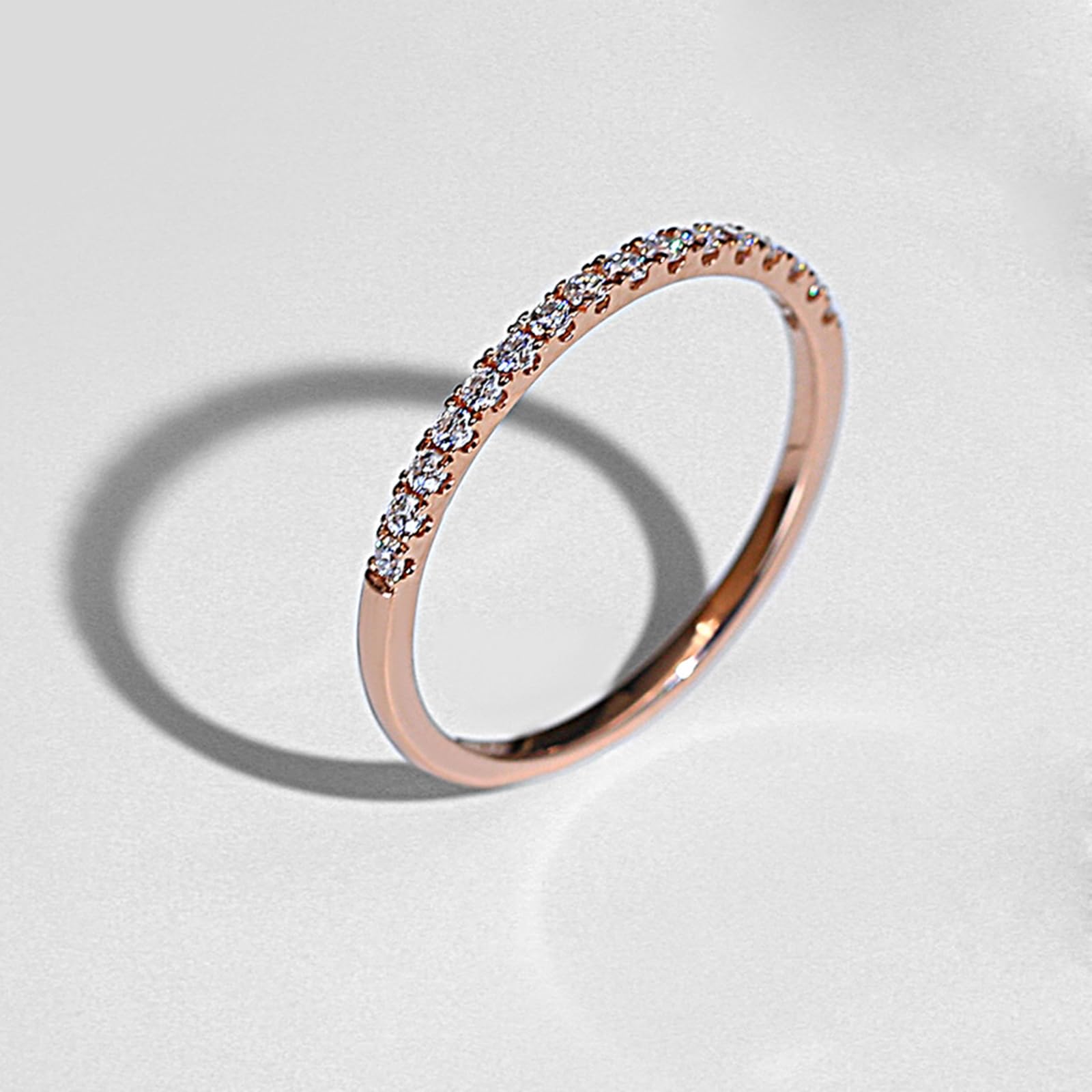 Anillo de boda para mujer, diseño de rosa, 18 K, apilable, con corte redondo, tamaño 66 (21.0)