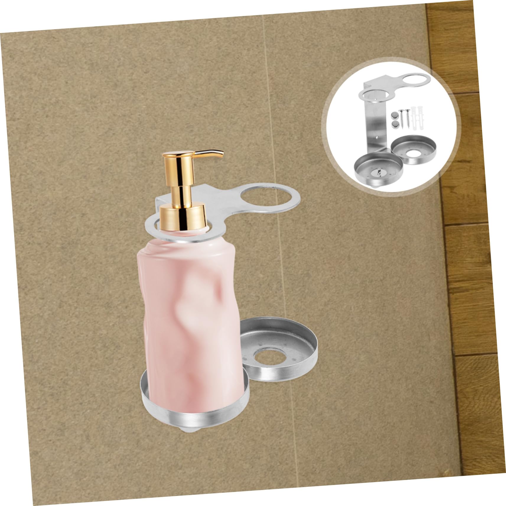 Cabilock Soporte de Pared Acabado Fino y Fácil Mantenimiento y Botellas de 6cm en Acero Inoxidable Plata para Dispensador de Jabón de Manos y Champú Adecuado para Ducha