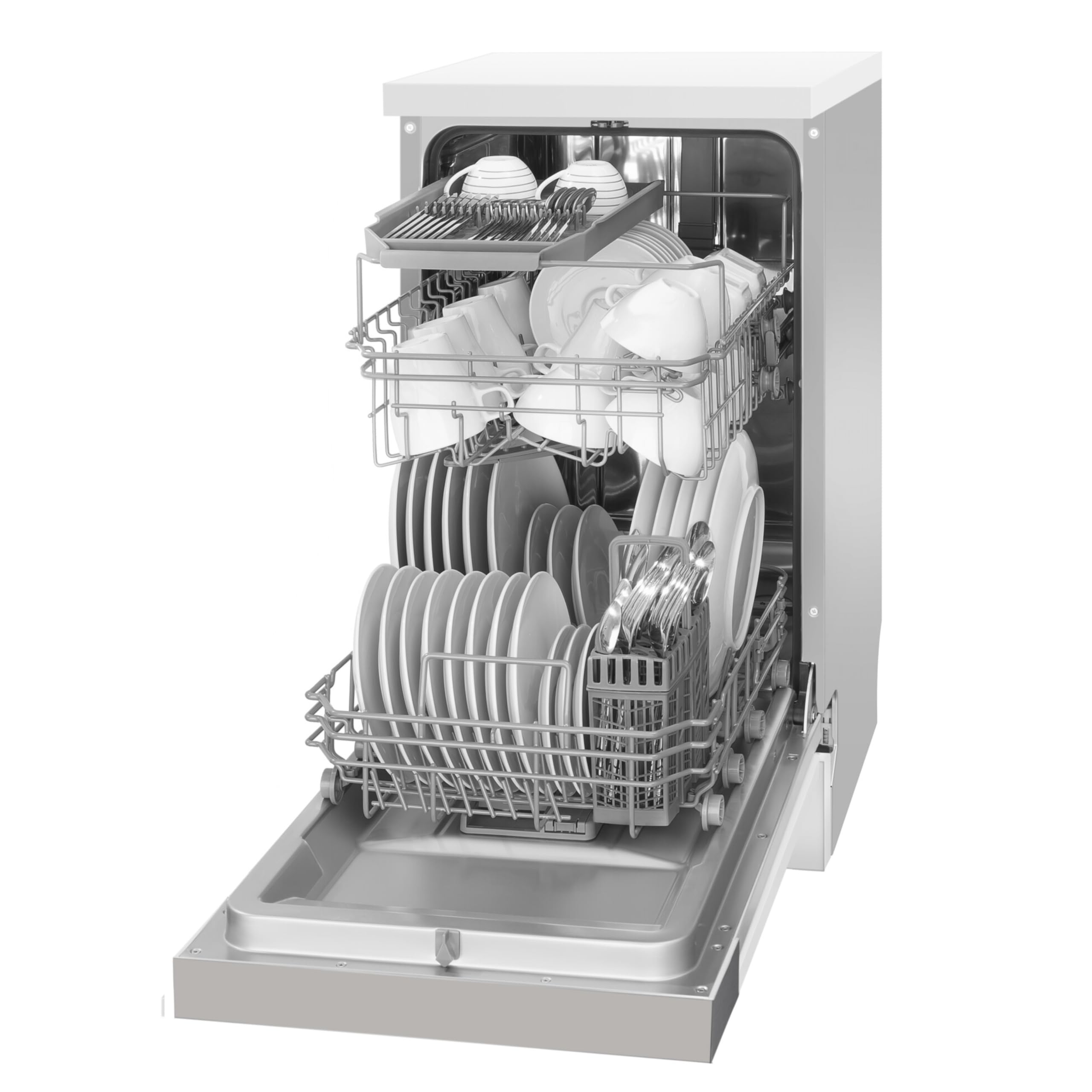 Amica Teilintegrierter Geschirrspüler 45cm silber Aqua Stopp OpenDry Türöffnung