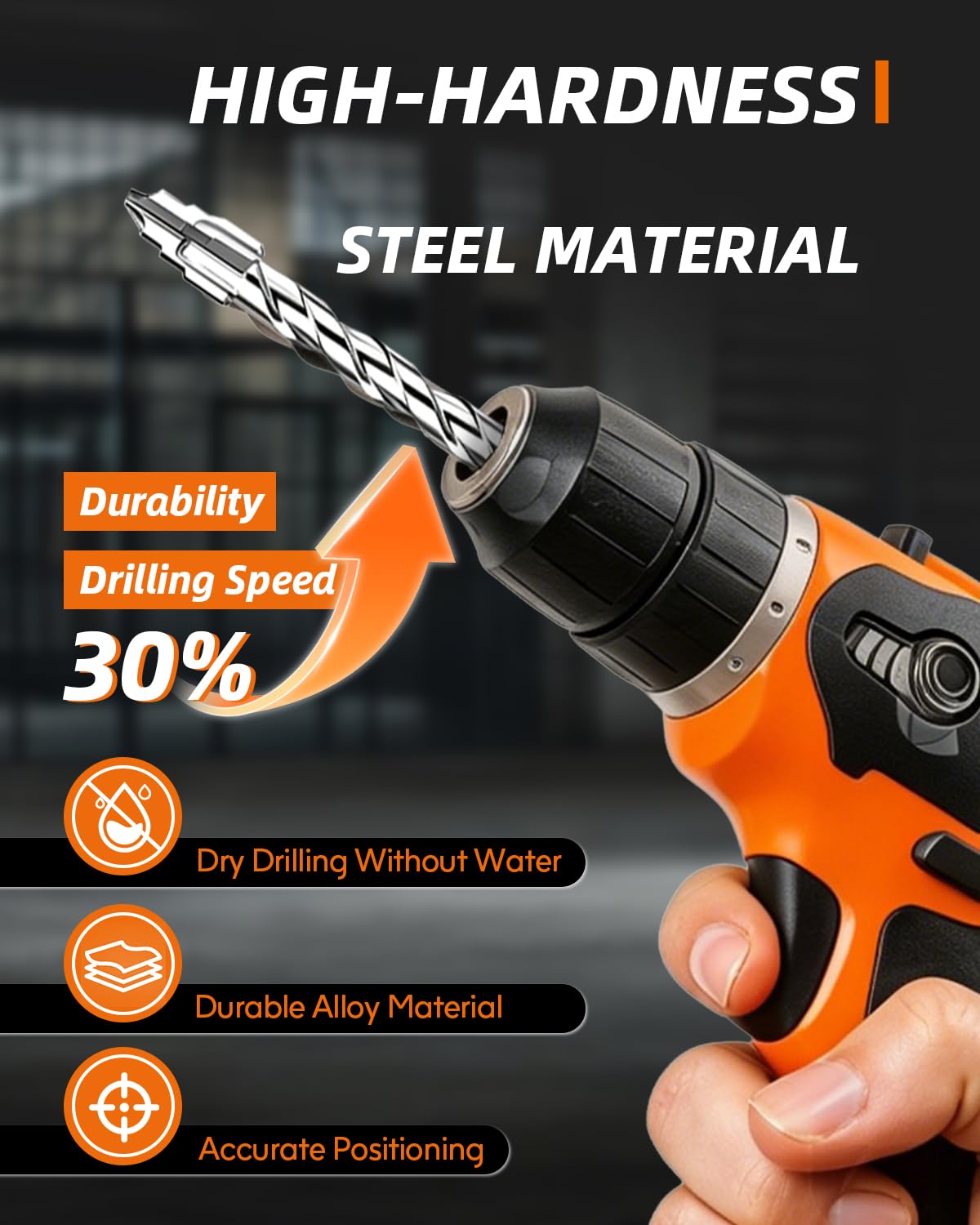 5 Pack Professional Masonry Drill Bit Set, Concrete Drill Bits, 1/4" to 1/2" Carbide Tip Drill Bit Set for Wood, Marble, Metal, Concrete and Wall Tiles