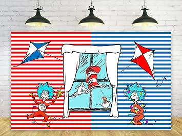 Red and Blue Stripes Backdrop Party Supplies Birthday Theme Photo Background Banner for Birthday Party Cake Table Decoration 5x3ft