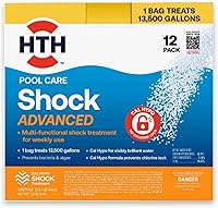 HTH 52037R Pool Shock Advanced Cal Hypo Formula - Kills Bacteria & Algae, Restores Crystal Clear Water, 1lb 12-Pack