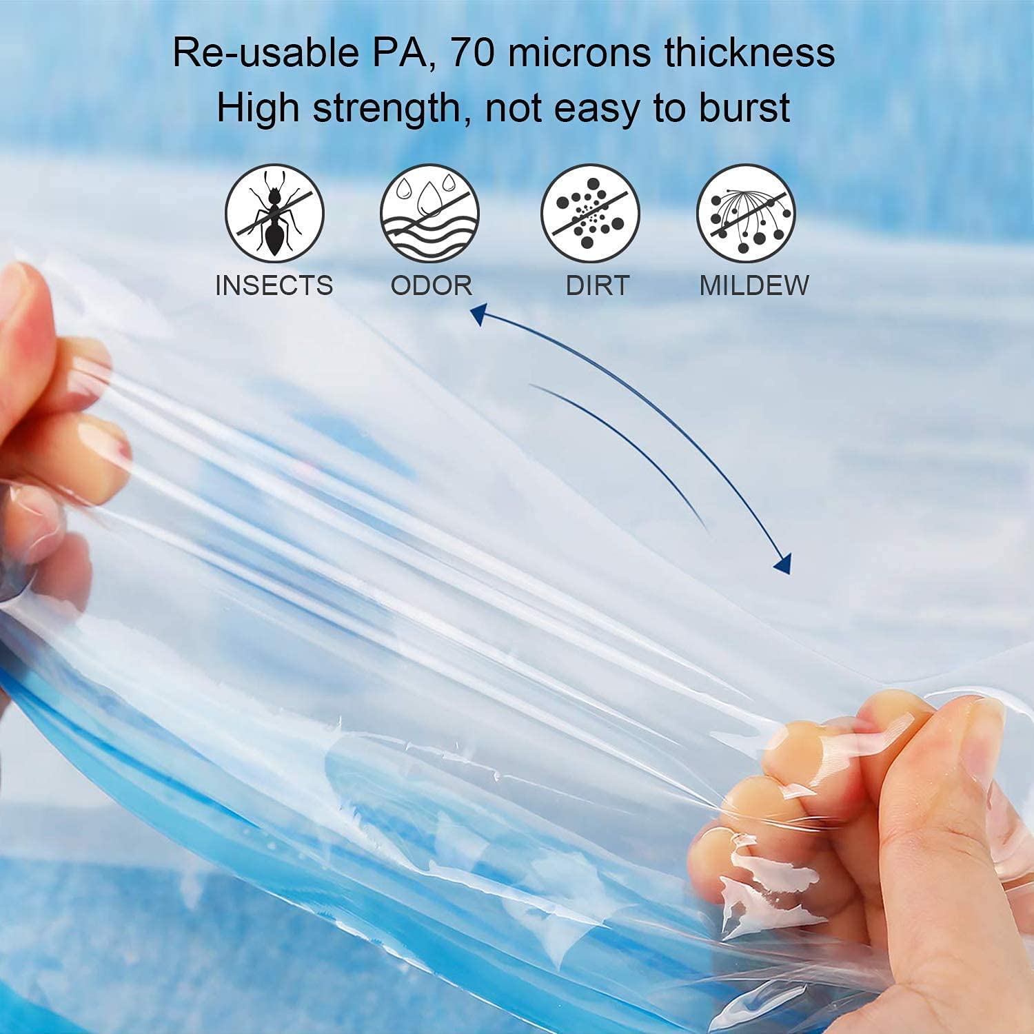 Heavy Quality Vacuum Storage Reusable Zip lock Smart Space Saver Bags with Hand Pump for Travel