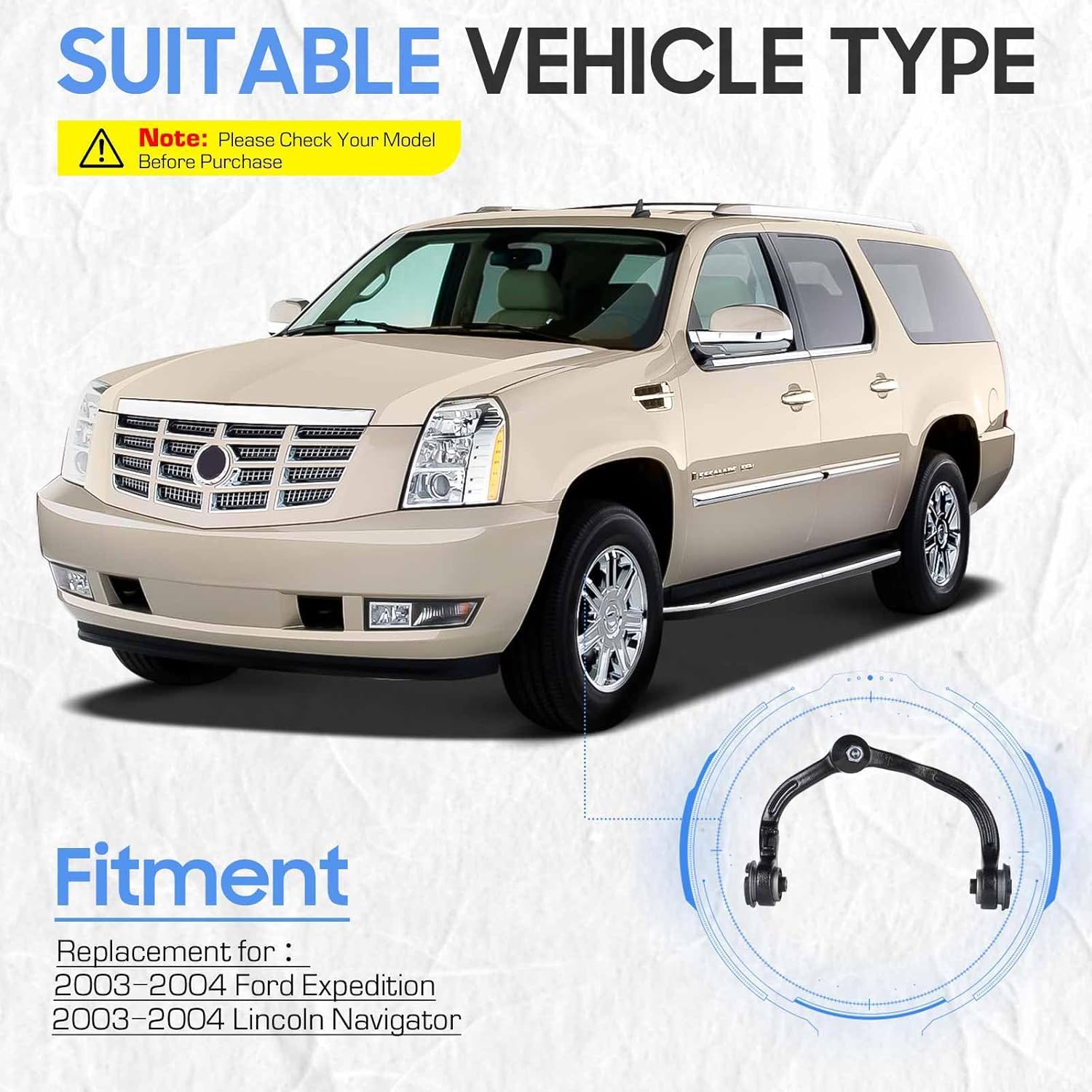 Front Left & Right Upper Control Arms w/Ball Joints Sway Bar Tie Rod End Link Suspension Kit for Ford Expedition Lincoln Navigator 2003-2004 Auto Adjusting Suspensions Only (10pc)