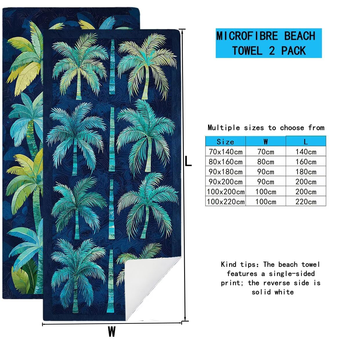 Telo Mare Microfibra, Telo Mare Grande 100x200cm 2 Pezzi, Asciugamano Palestra Donna Asciugatura Rapida, Antisabbia Asciugamano Microfibra, Leggero Asciugamani Palestra per Regalo (Foresta) -4304