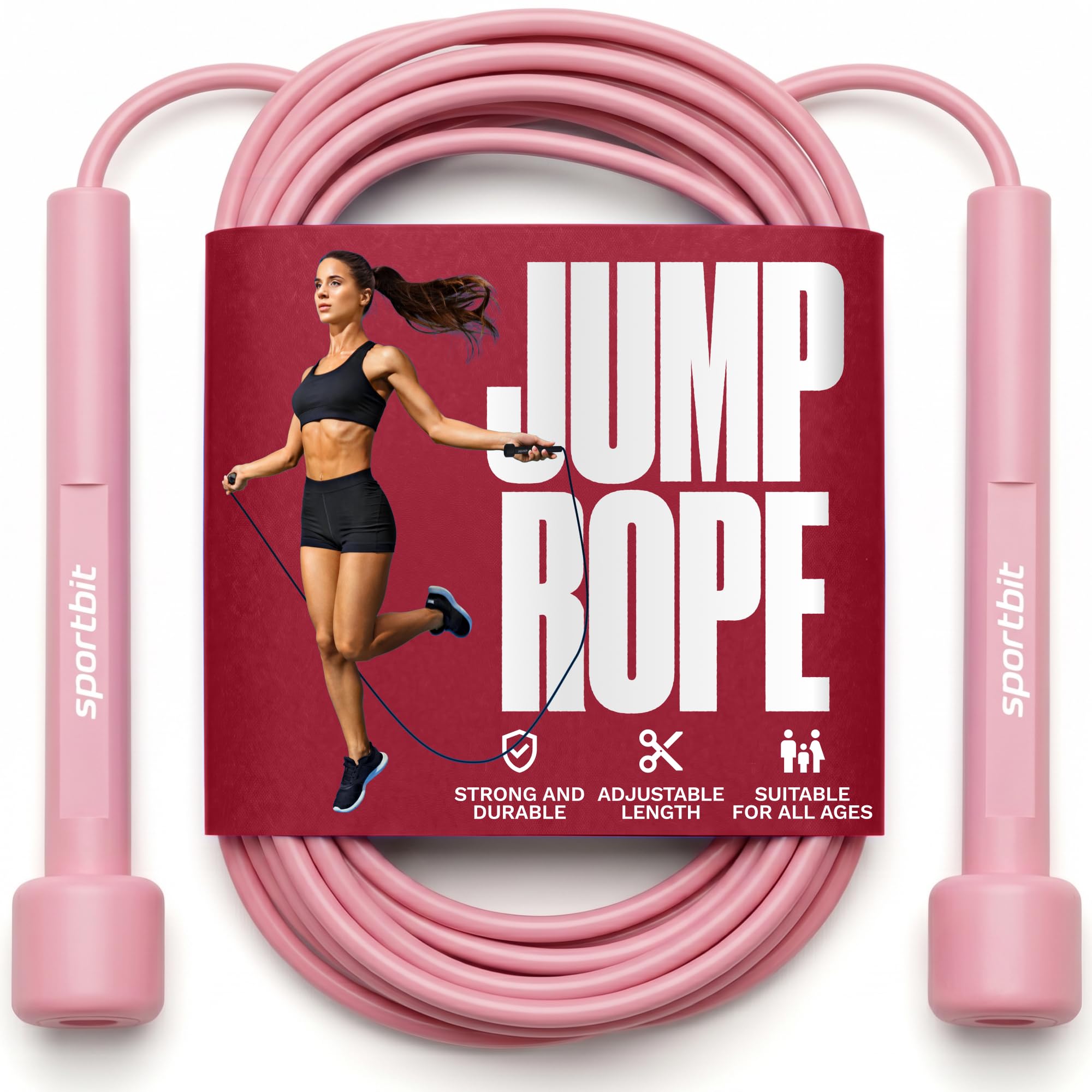 SPORTBIT Adjustable Jump Rope for Fitness and Exercise Pink